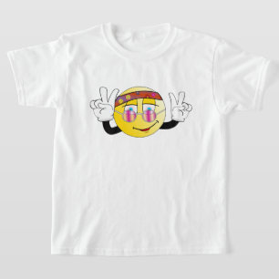 Retro lustiges Emoji-Friedensdesign T-Shirt. T-Shirt
