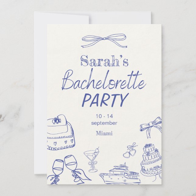 Retro Luxe Beach | Editable Bachelorette Einladung (Vorderseite)