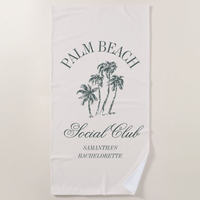 Retro Luxe Beach Social Club Logo Bachelorette Strandtuch (Vorderseite)