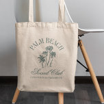 Retro Luxe Beach Social Club Logo Bachelorette Tragetasche<br><div class="desc">Retro Luxe Beach Bachelorette Logo Social Club ästhetische Palmen Custom Bachelorette Tragetaschen mit personalisiertem Namen auf der Rückseite.</div>