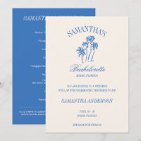 Retro Luxe Blue Beach Bachelorette Logo Girls Trip
