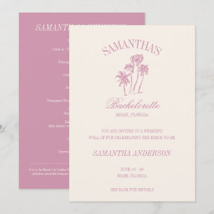 Retro Luxe Rosa Palmen Junggesellinnenabschied Log Einladung