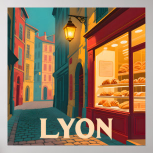 Retro Lyon: Französische Stadtansicht Poster