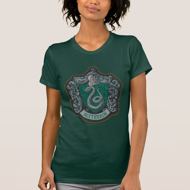 Retro mächtiges Slytherin Wappen Harry Potter | T-Shirt (Vorderseite)