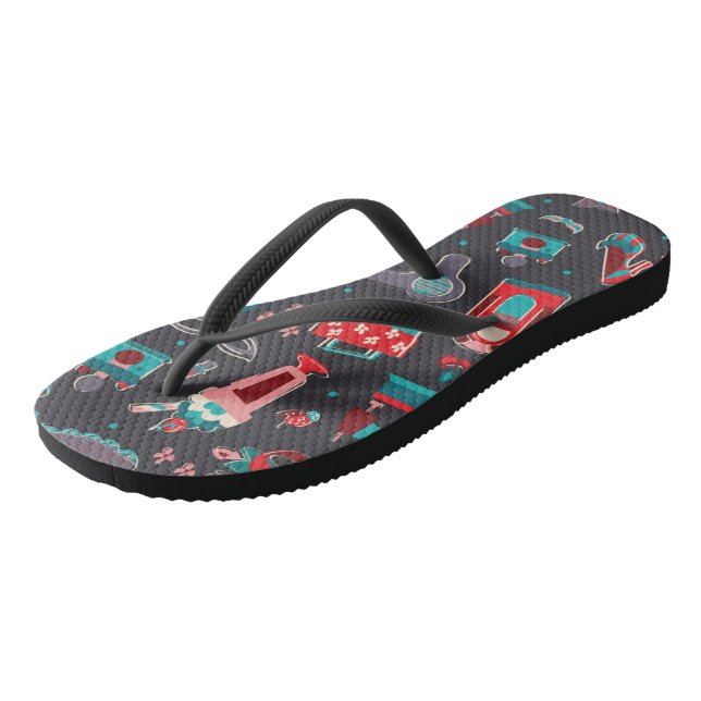 Retro-Mädchen Flip Flops (Schrägansicht)