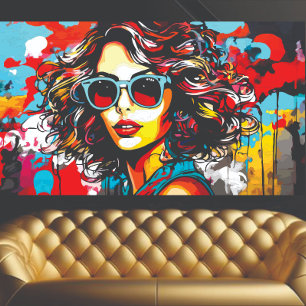Retro-Mädchen-Graffiti-Kunst Poster