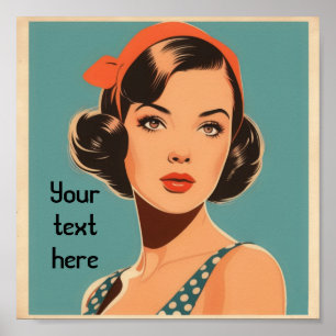 Retro-Mädchen mit benutzerdefiniertem Text Poster