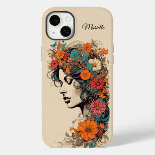 Retro-Mädchen mit Blumen im Haar Case-Mate iPhone 14 Plus Hülle