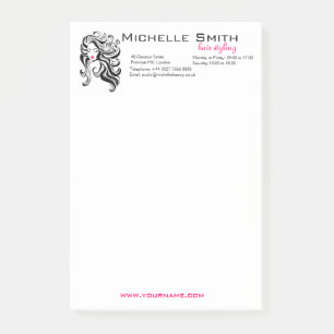 Retro Mädchen mit dem gewelltes Haar Post-it Klebezettel