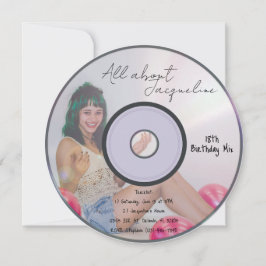 Retro-Mädchen Musik-CD-Geburtstagseinladung Einladung