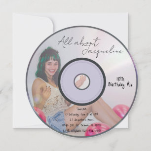 Retro-Mädchen Musik-CD-Geburtstagseinladung Einladung