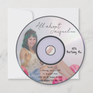 Retro-Mädchen Musik-CD-Geburtstagseinladung Einladung