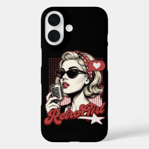 Retro-Mädchen Pop-Art-Sängerin iPhone 16 Hülle