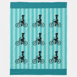 Retro-Mädchen Radfahrer-Silhouette Fleecedecke