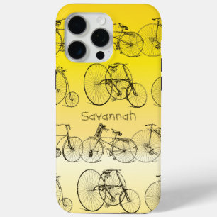 Retro-Mädchen Retro-Gelb Ombre-Fahrrad iPhone 15 Pro Max Hülle