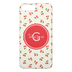 Retro Mädchen rote Kirschenmuster Monogramm iPhone 8 Plus/7 Plus Hülle
