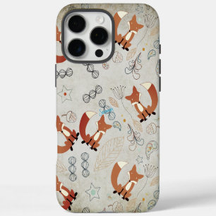 Retro-Mädchen-Waldtiere-Fuchs-Muster iPhone 16 Pro Max Hülle