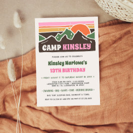 Retro-Mädchen-Wochenend-Camp-Geburtstags-Einladung Einladung