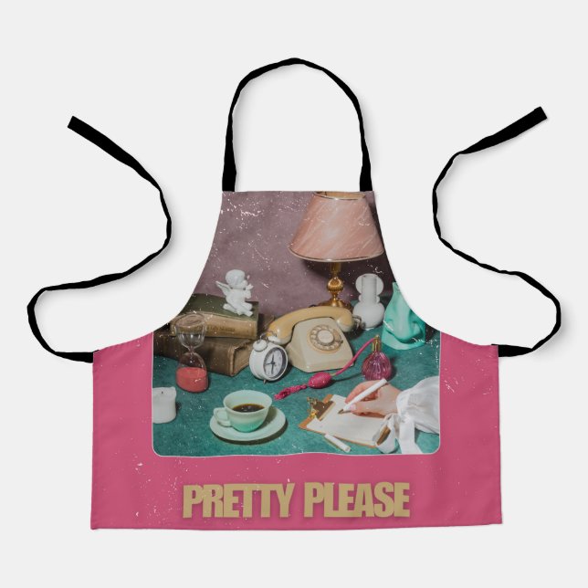 Retro-Mädchenhaftes „Pretty Please“-Druck | Helles Schürze (Vorderseite)