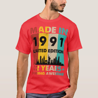 Retro Made in 1991 Limited Edition 32 Jahre bei T-Shirt