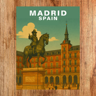 Retro Madrid, Spanien Historischer Stadtplatz Postkarte