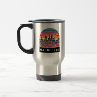 Retro Magdeburg Skyline Reisebecher