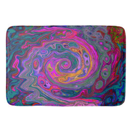 Retro Magenta, Grün und Orange Abstrakter Swirl Badematte