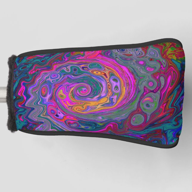 Retro Magenta, Grün und Orange Abstrakter Swirl Golf Headcover (Vorderseite)