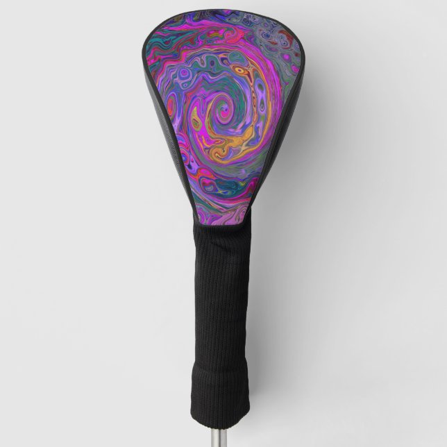 Retro Magenta, Grün und Orange Abstrakter Swirl Golf Headcover (Vorderseite)
