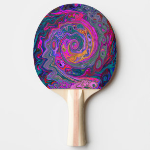 Retro Magenta, Grün und Orange Abstrakter Swirl Tischtennis Schläger