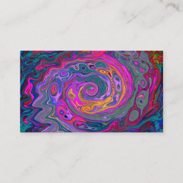 Retro Magenta, Grün und Orange Abstrakter Swirl Visitenkarte (Vorderseite)