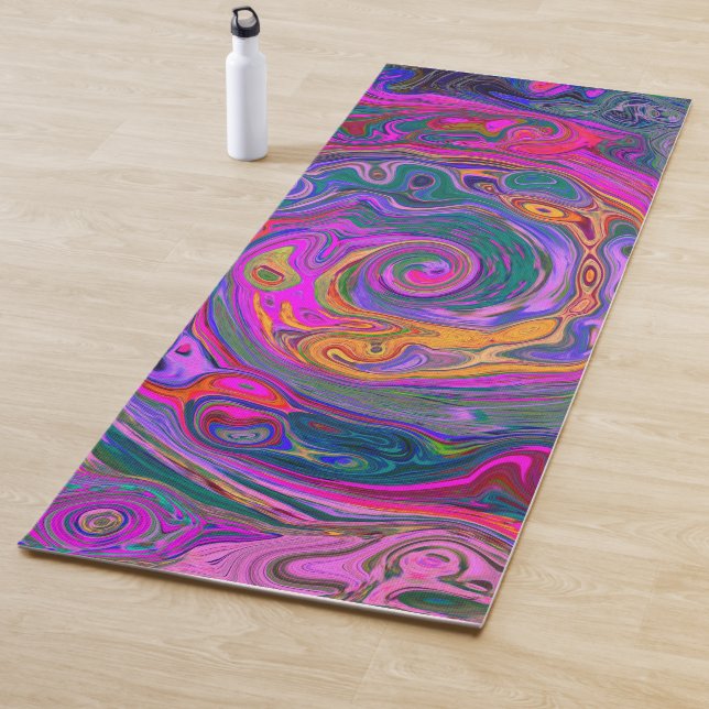 Retro Magenta, Grün und Orange Abstrakter Swirl Yogamatte (Beispiel)