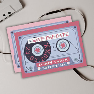 Retro Magenta Pink Kassettenband Hochzeit Save The Date