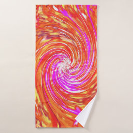 Retro Magenta und Herbstfarben Blumenwirbel Badehandtuch