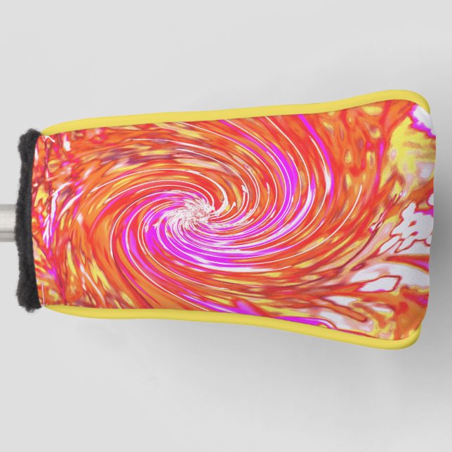 Retro Magenta und Herbstfarben Blumenwirbel Golf Headcover (Vorderseite)