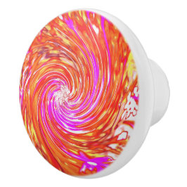 Retro Magenta und Herbstfarben Blumenwirbel Keramikknauf