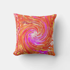 Retro Magenta und Herbstfarben Blumenwirbel Kissen