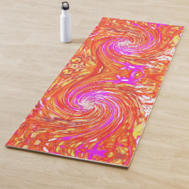 Retro Magenta und Herbstfarben Blumenwirbel Yogamatte