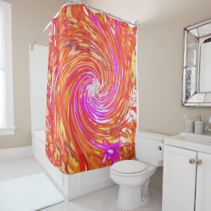 Retro Magenta und Herbstfarben Floral Swirl Duschvorhang