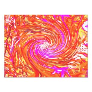 Retro Magenta und Herbstfarben Floral Swirl Fotodruck