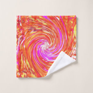 Retro Magenta und Herbstfarben Floral Swirl Waschlappen