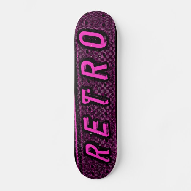 Retro - Magenta und Schwarz Skateboard (Vorderseite)
