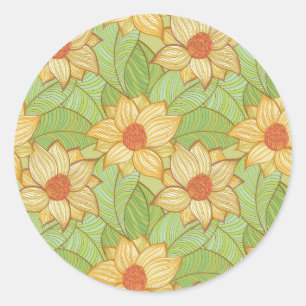 Retro Magnolia Muster Runder Aufkleber