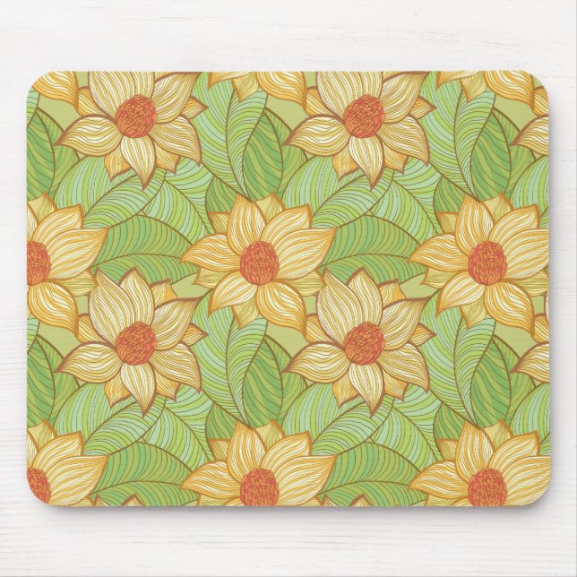 Retro-Magnolienmuster Mousepad (Vorne)