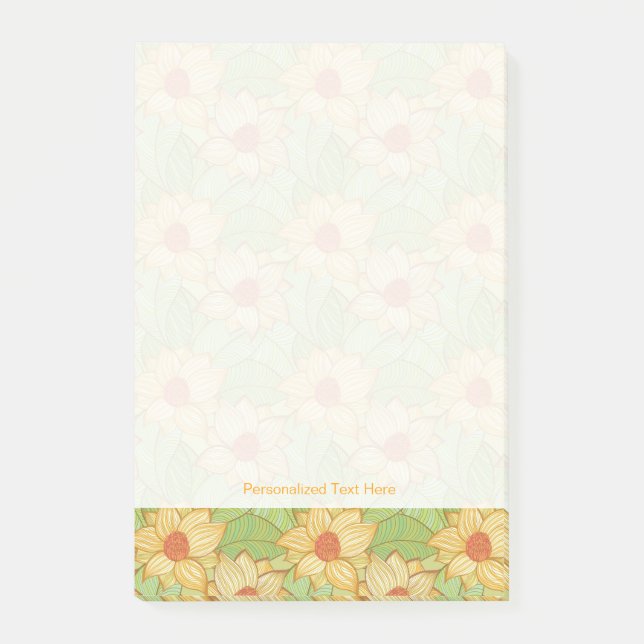 Retro-Magnolienmuster Post-it Klebezettel (Vorderseite)