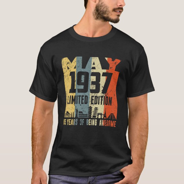 Retro Mai 1937 Funny 85th Birthday T-Shirt (Vorderseite)