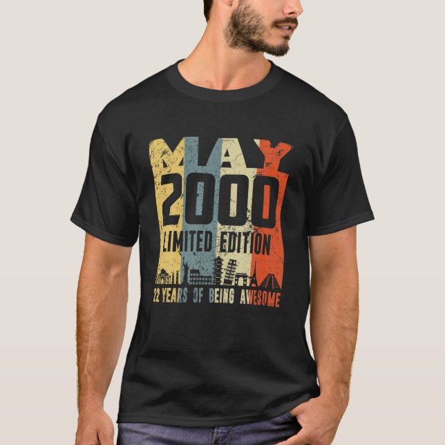 Retro Mai 2000 Funny 22. Geburtstag T-Shirt (Vorderseite)