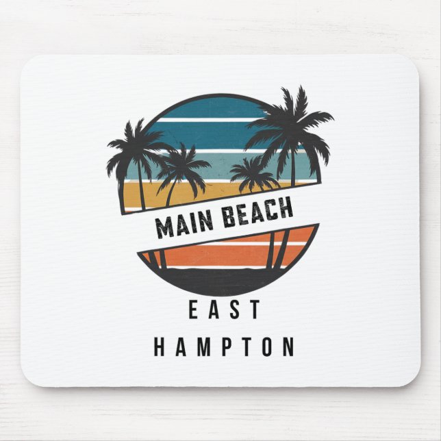 Retro Main Beach East Hampton Surfbrett Surfen  Mousepad (Vorne)