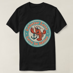 Retro Maine Abzeichen_ Hummer hält Anker T-Shirt