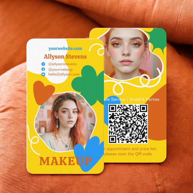 Retro Makeup Schönheitsformen Foto qr Gold Visitenkarte (Retro Makeup beauty shapes photo qr code gold Business Card)